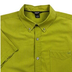 Outdoor Research Tisbury Mens Large Green Striped Short Sleeve Button Down Shirt